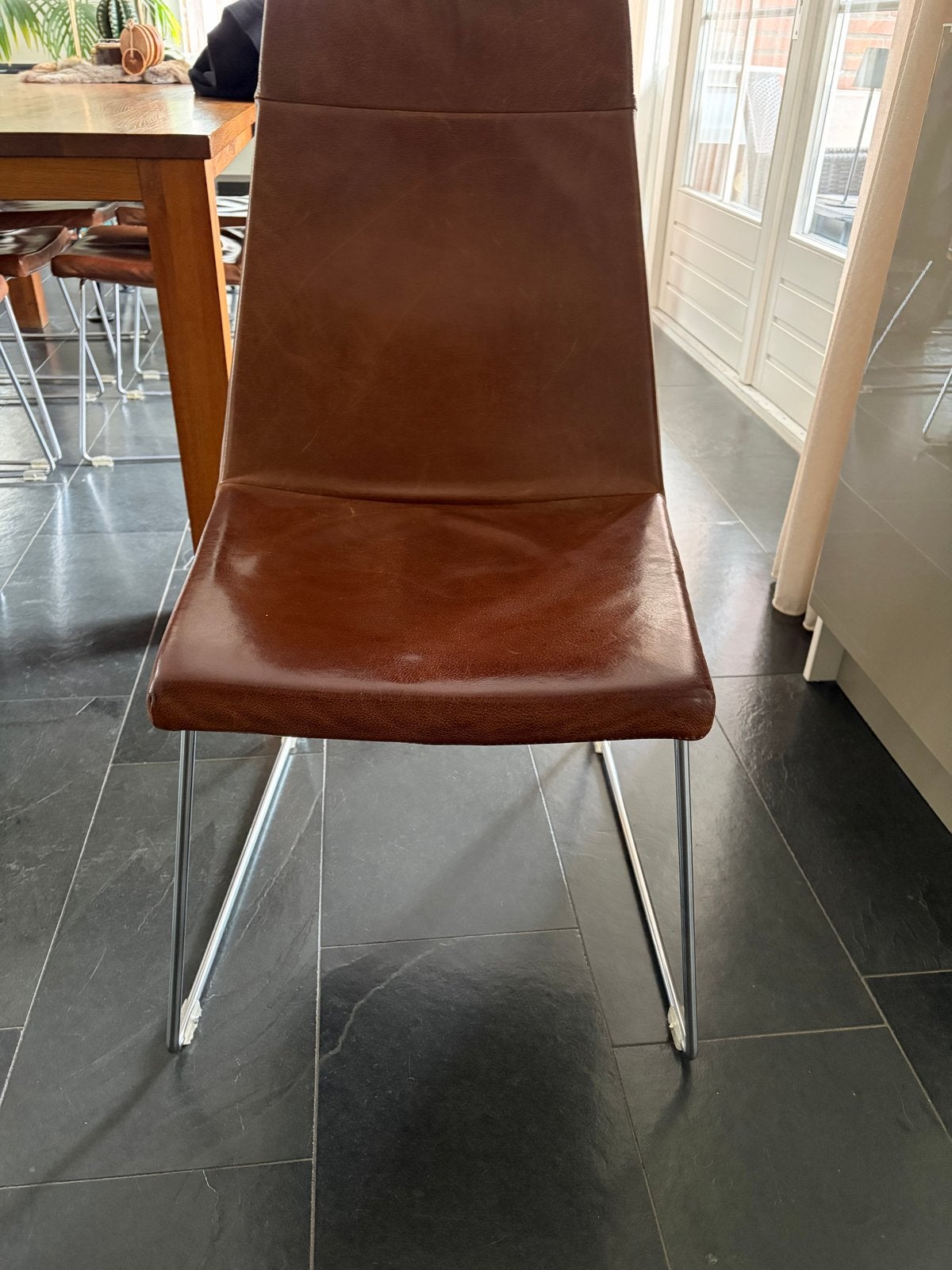 6 Design Buffel Lederen Stoelen van Label (incl. tafel optio, Ophalen, Gebruikt, Bruin, Leer