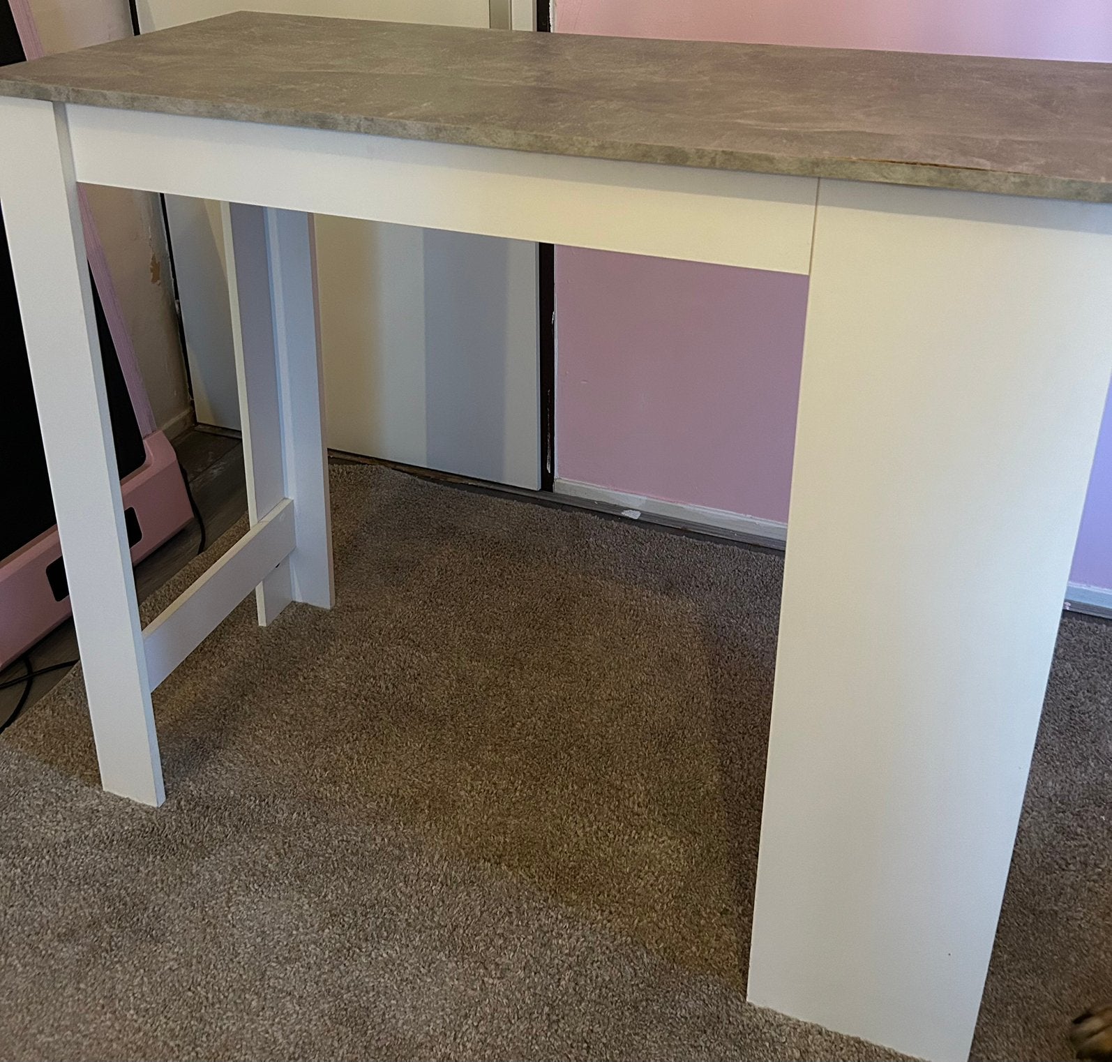 Bartafel wit met betonlook blad en opbergruimte, Ophalen, Gebruikt