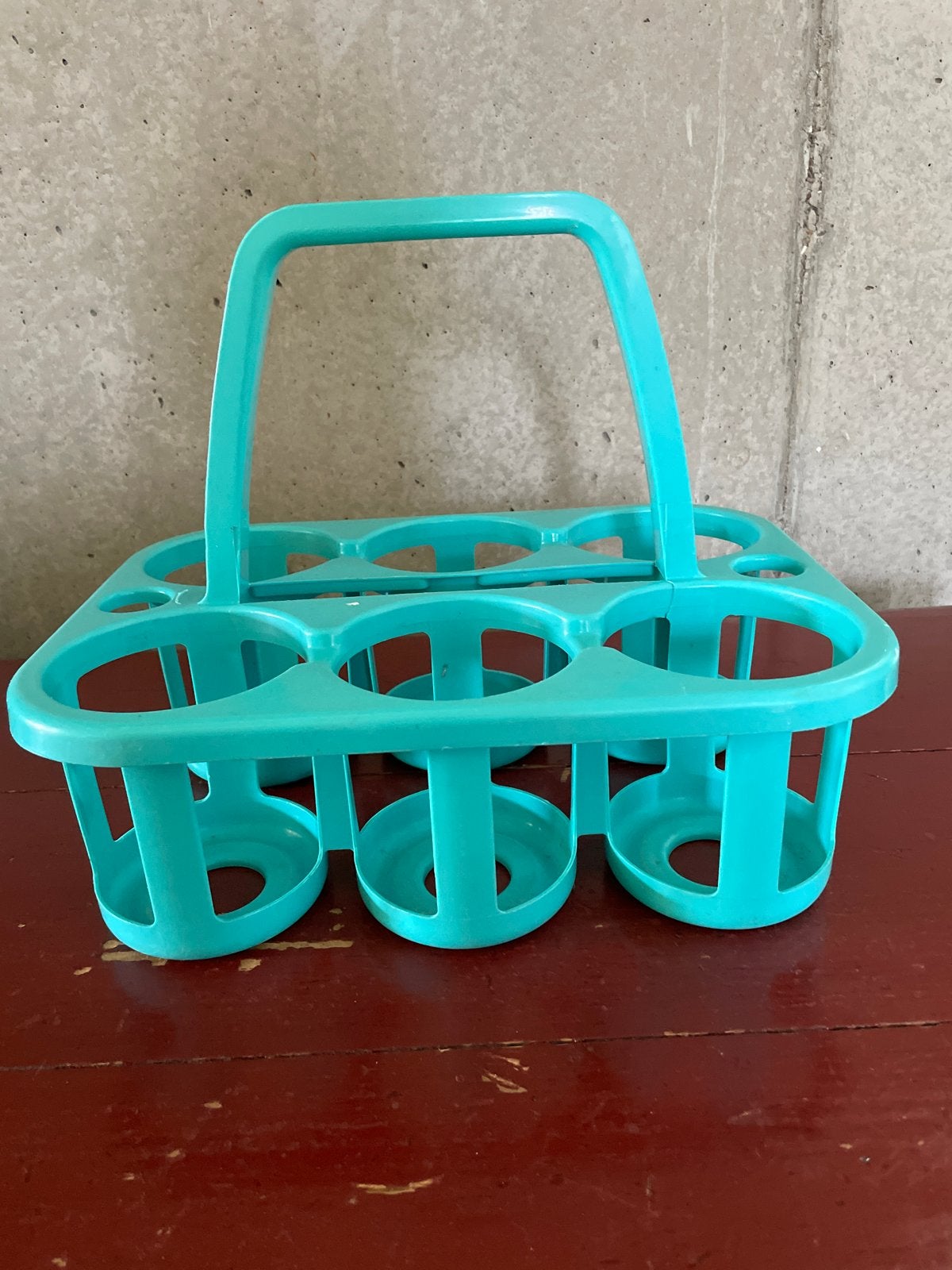Vintage turquoise flessenrek/drankdrager van Curver, Vintage, Gebruikt, Blauw, Kunststof