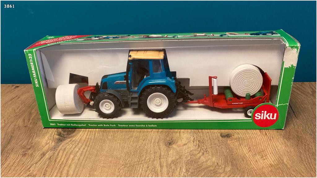 Siku 3861 - Fendt 412 Vario tractor met balenvork/-wikkelaar, Hobby en Vrije tijd, Modelauto's | 1:32, Gebruikt, Tractor of Landbouw