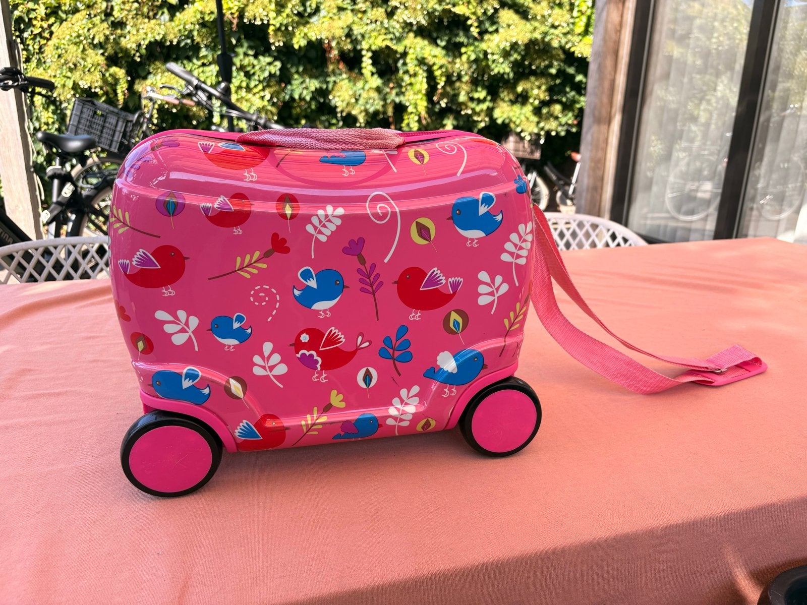 Leuke roze kinderkoffer op wieltjes, 30 cm of meer, Gebruikt, Minder dan 40 cm, Roze