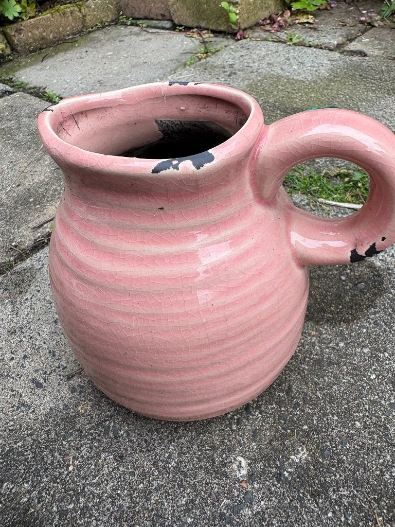 Kruik geglazuurd roze tuin binnen, Tuin en Terras, Ophalen, Gebruikt