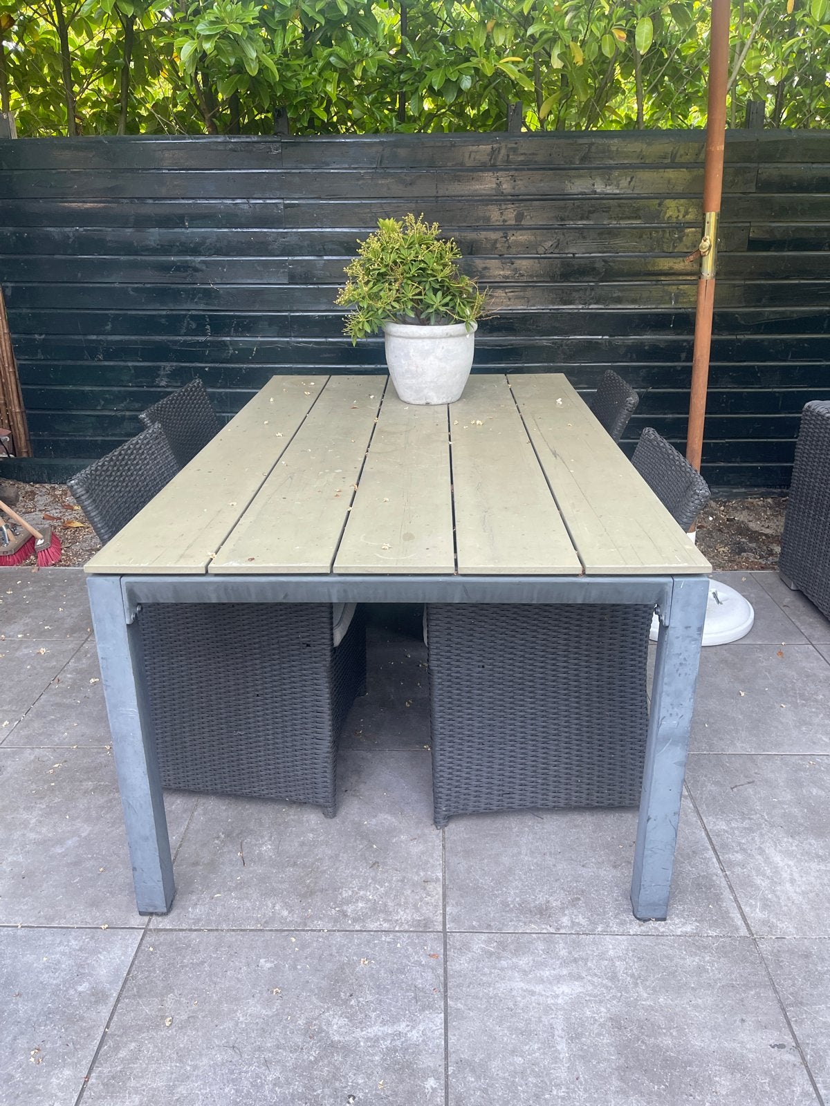 Royal Patio tuintafel met 6 stoelen, Ophalen, Gebruikt, Rechthoekig, Hout