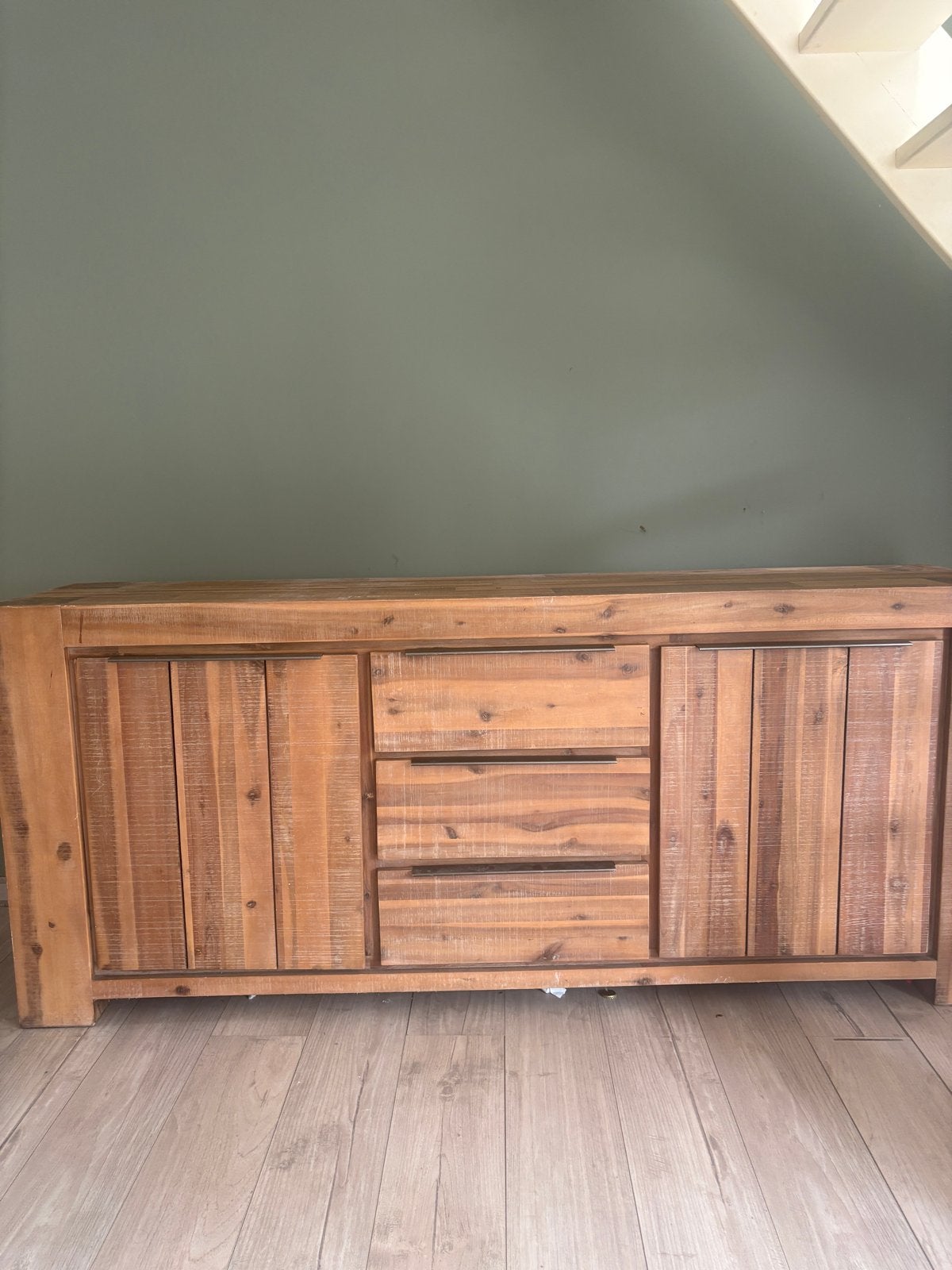 Robuust houten dressoir met lades en deuren, Huis en Inrichting, Kasten | Dressoirs, Ophalen, Gebruikt, 150 tot 200 cm, Met lade(s)