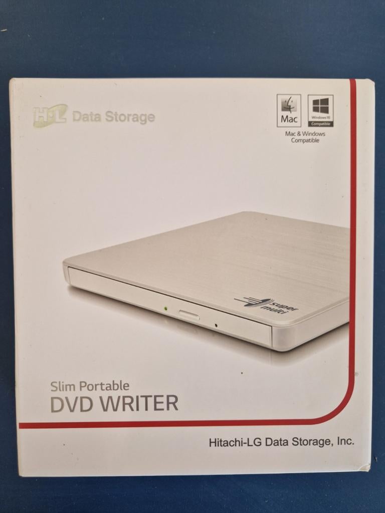Hitachi-LG Slim Portable DVD Writer - Extern & Compatibel, Dvd, Nieuw, Extern, MacOS