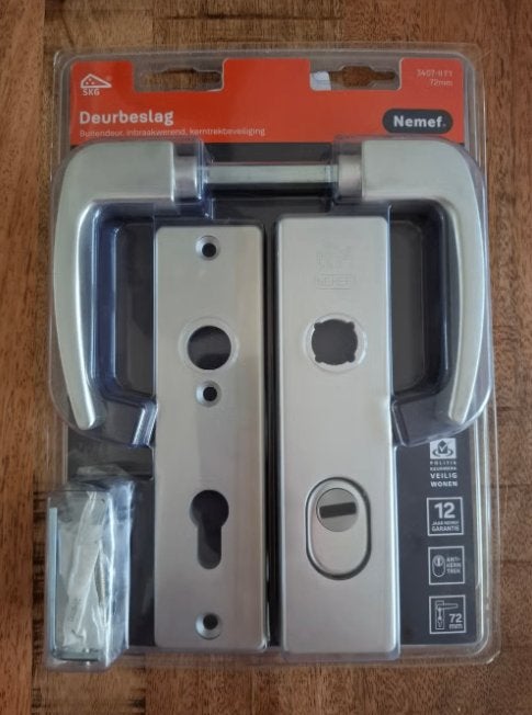 Nieuw Nemef deurbeslag voor buitendeuren,, Ophalen of Verzenden, Nieuw, Rvs, Klink of Kruk