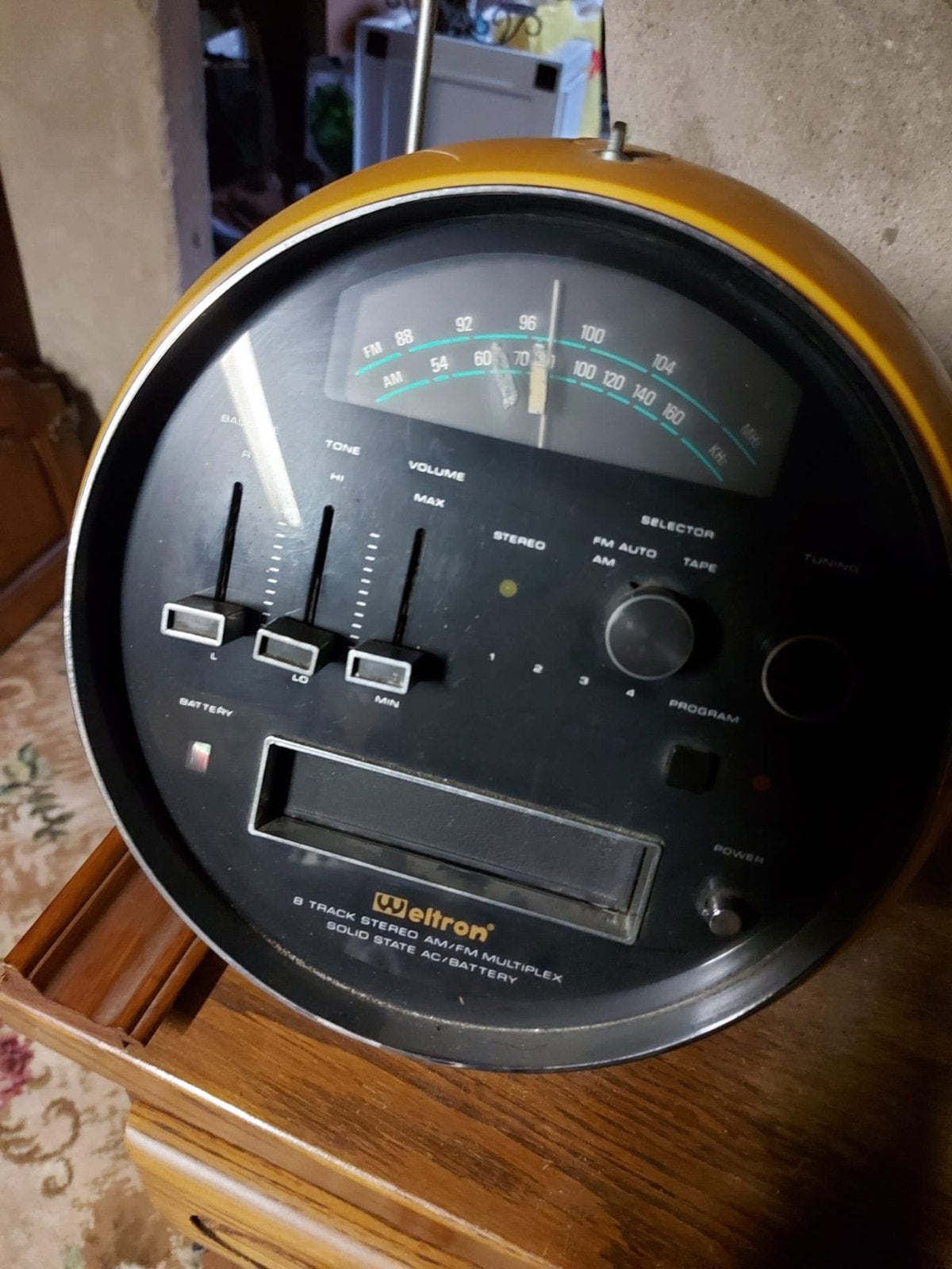 Vintage Weltron 8-track stereo AM/FM radio, Ophalen of Verzenden, Gebruikt, Radio