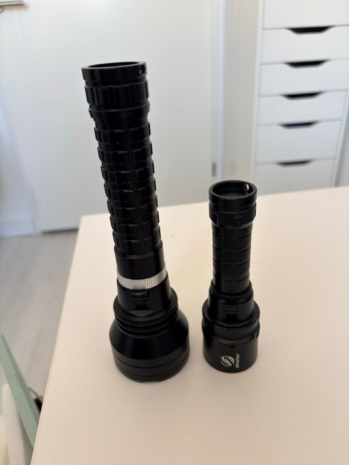 Set van 2 krachtige LED duiklampen, Watersport en Boten, Ophalen of Verzenden, Zo goed als nieuw, Duiklamp