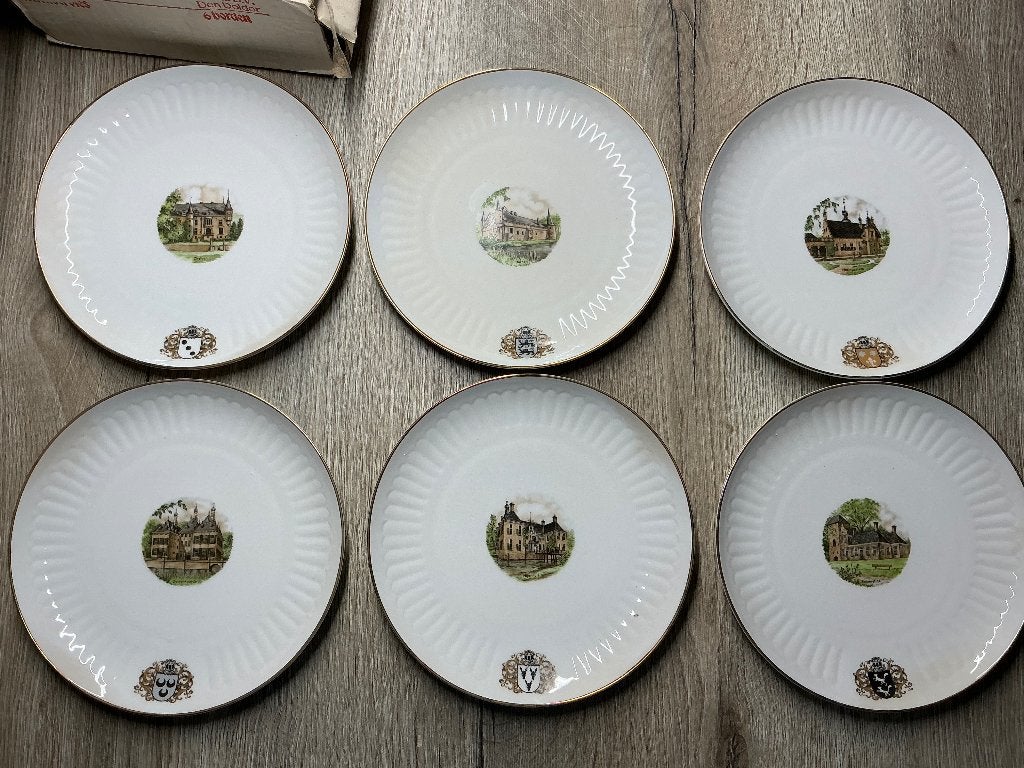 Serie van 6 Remia kastelen borden, Antiek en Kunst, Ophalen