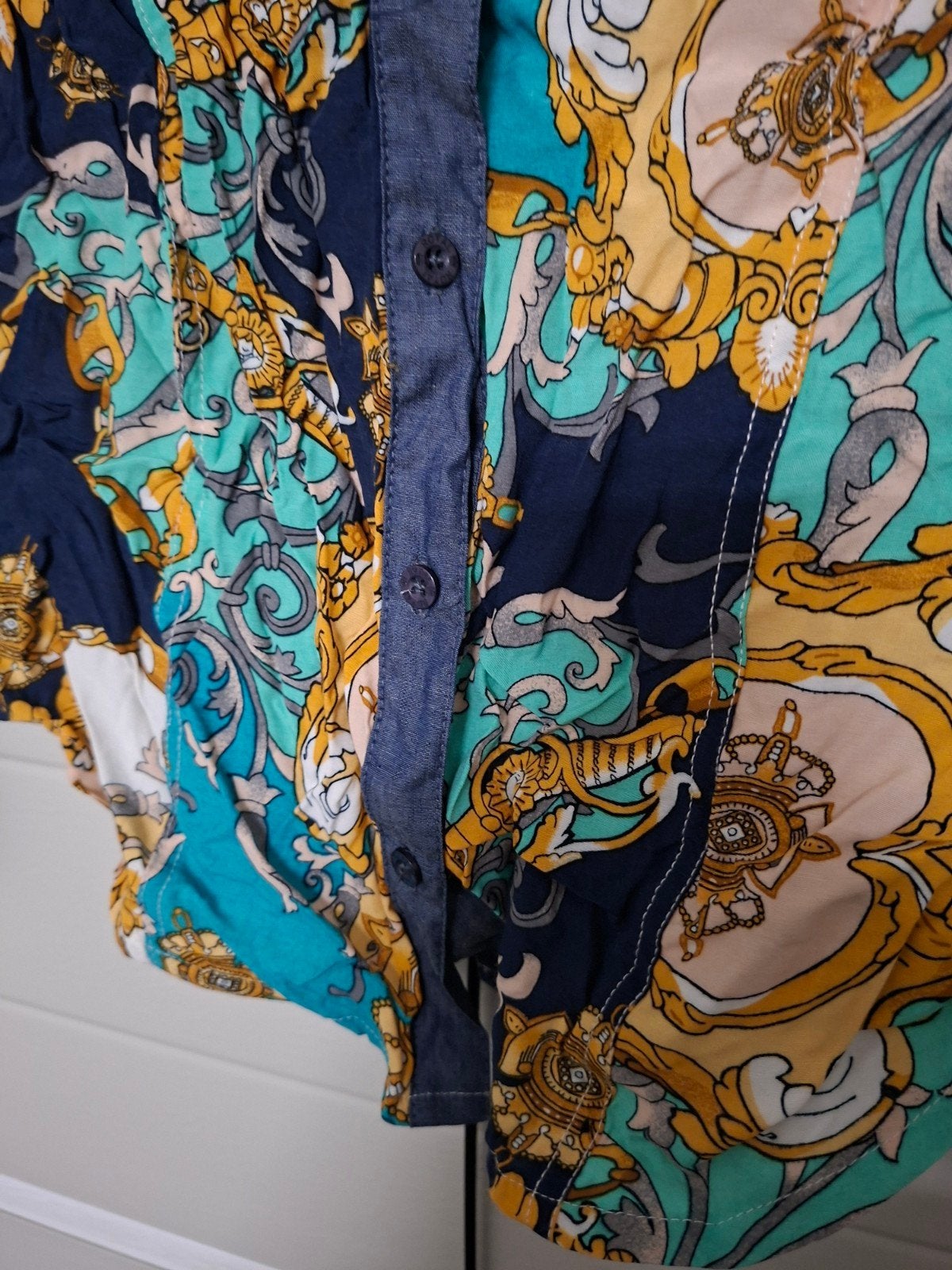 Royal Chicks overhemd maat M met barokprint, Maat 38/40 (M), Meerkleurig, Nieuw, Ophalen of Verzenden