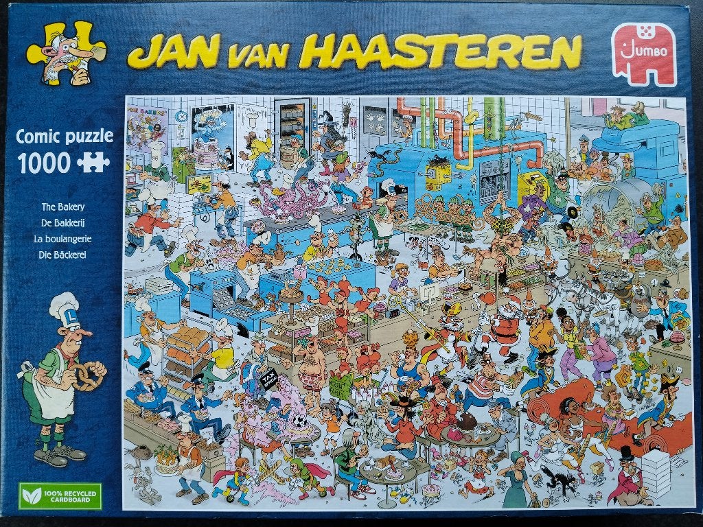 De Bakkerij, puzzel Jan van Haasteren 1000 st te koop, Ophalen of Verzenden, 500 t/m 1500 stukjes, Zo goed als nieuw, Legpuzzel