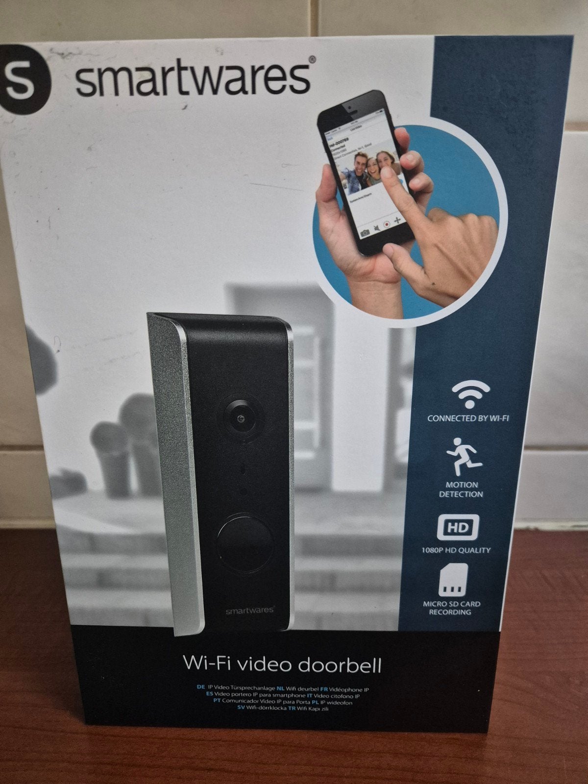 Smartwares Wi-Fi Videodeurbel HD Camera en Bewegingsdetec, Ophalen, Bewegingsdetectiesensor, Zo goed als nieuw, Draadloos