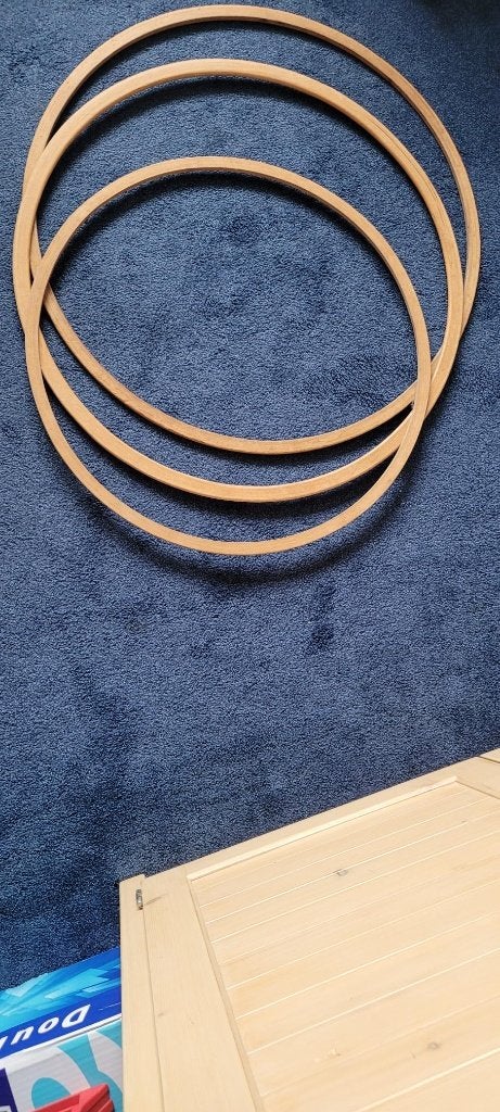 Drie houten hoepels, Sport en Fitness, Turnen, Ophalen, Gebruikt, Overige kleuren, Overige typen