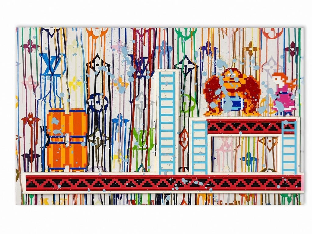 NOBLE$$ / Nobless - Donkey Kong 2022 - mixed media op panel, Antiek en Kunst, Ophalen of Verzenden