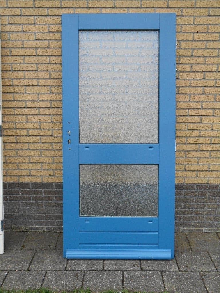 hardhouten voordeur 92.5 x 201.5 dubbelglas mat, Ophalen, Gebruikt, 80 tot 100 cm, Buitendeur