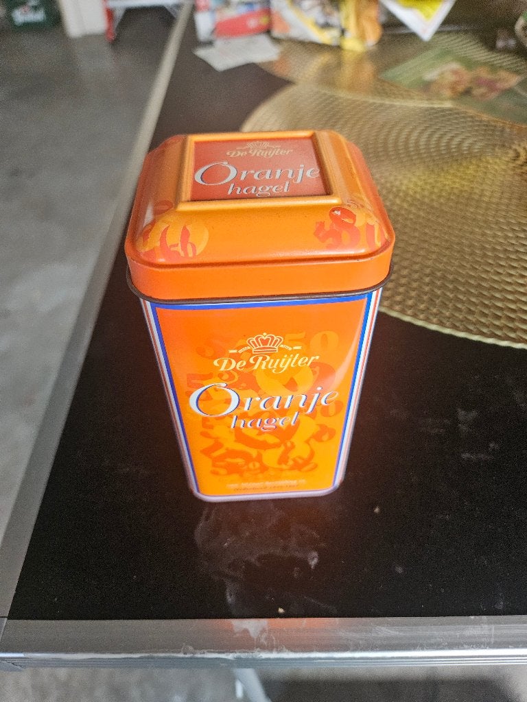 De Ruijter oranje hagelblik, Ophalen of Verzenden, Zo goed als nieuw, Overige, Overige merken
