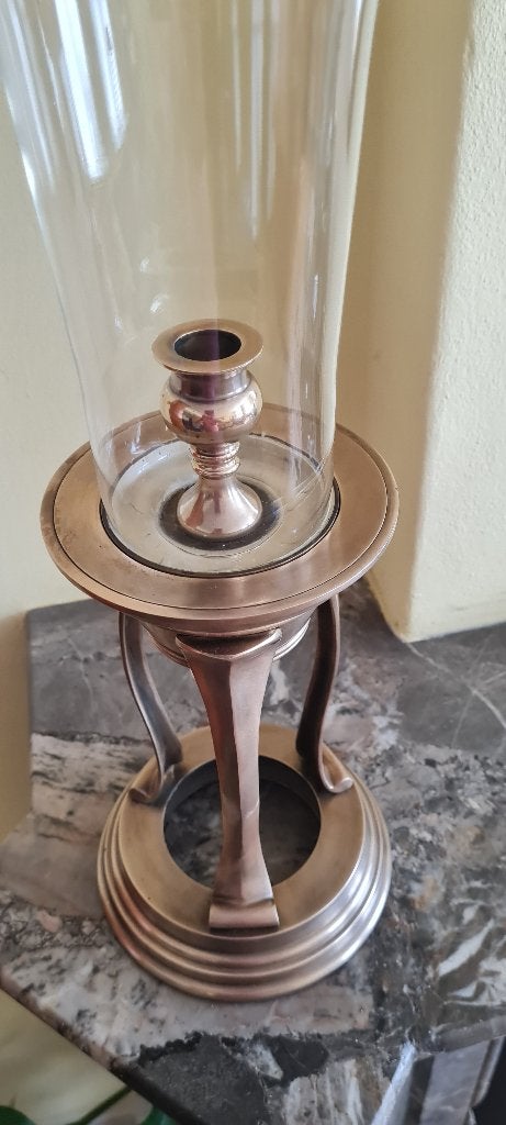 exclusieve koperen / messing kandelaars met glaskelk, Ophalen, Koper of Brons