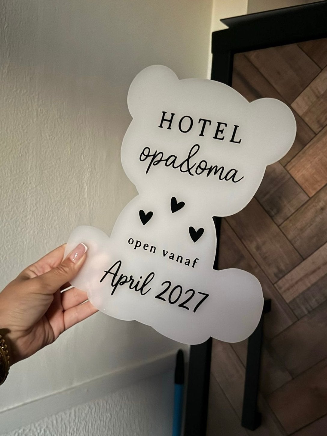 Zwangerschaps aankondiging | Hotel opa&oma, Kinderen en Baby's, Ophalen of Verzenden, Nieuw, Geboortebord