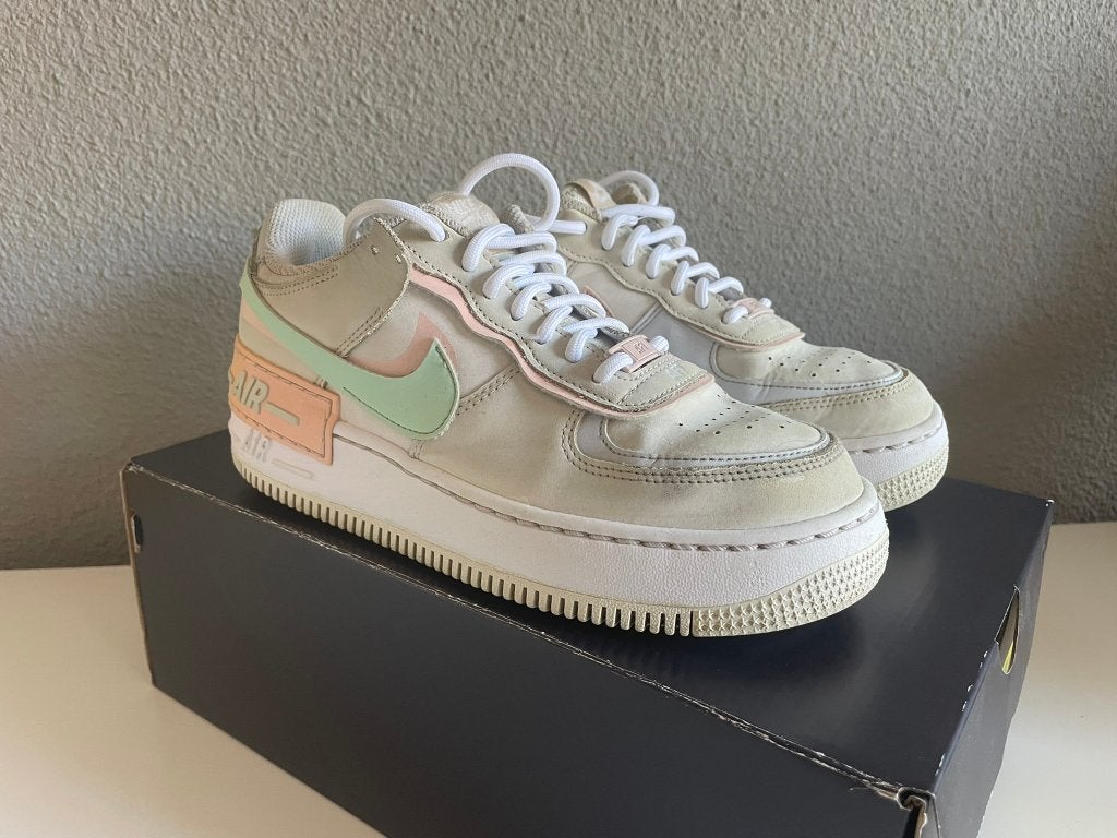 Nike Air Force 1 Shadow Wit Atmosphere Mint maat 37,5, Gebruikt, Meisje, Sportschoenen, Ophalen of Verzenden