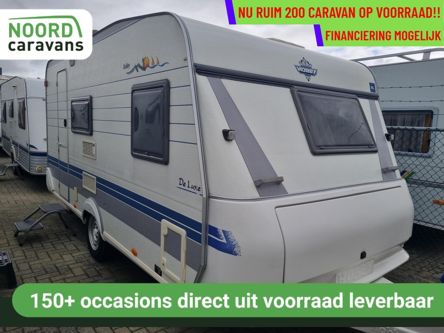 Hobby de luxe 440 FRANSBED + VOORTENT + LUIFEL + UITBOUW, Caravans en Kamperen, Caravans, Hobby, Bedrijf, 6 tot 7 meter, Hordeur
