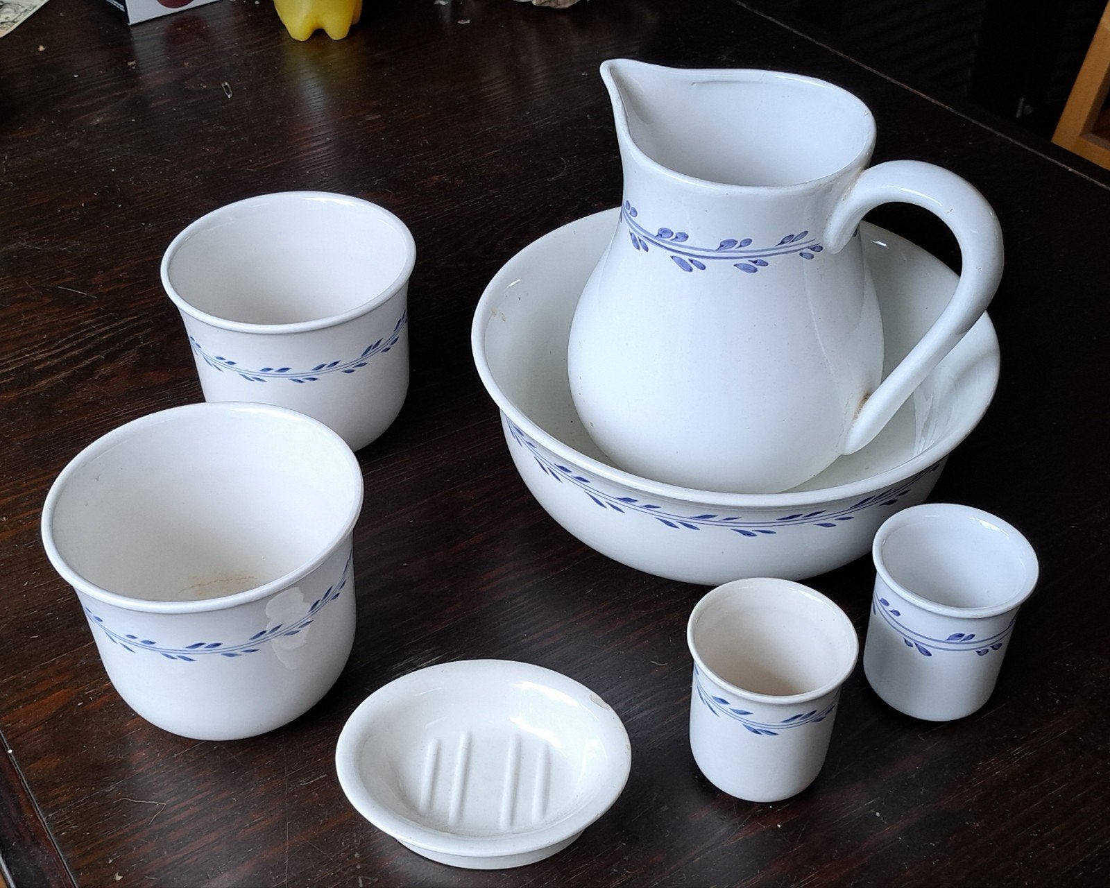 Lampetstel blauw/wit van Ikea, Ophalen, Gebruikt, Brocante