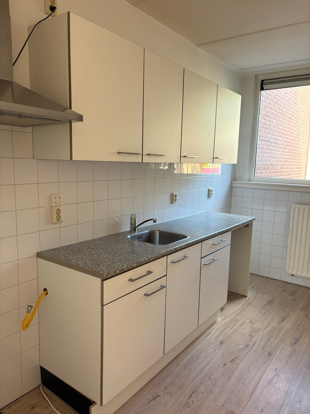 Compact keukenblok met afzuigkap en spoelbak, Ophalen, Gebruikt, Wit, Enkelwandige keuken