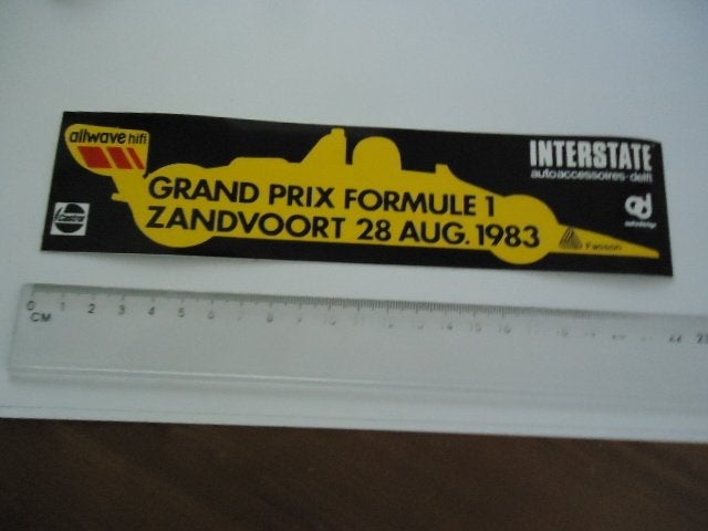 sticker 1983 Formule 1 ZANDVOORT Grand Prix GP Lauda Prost, Verzenden, Zo goed als nieuw, Sport