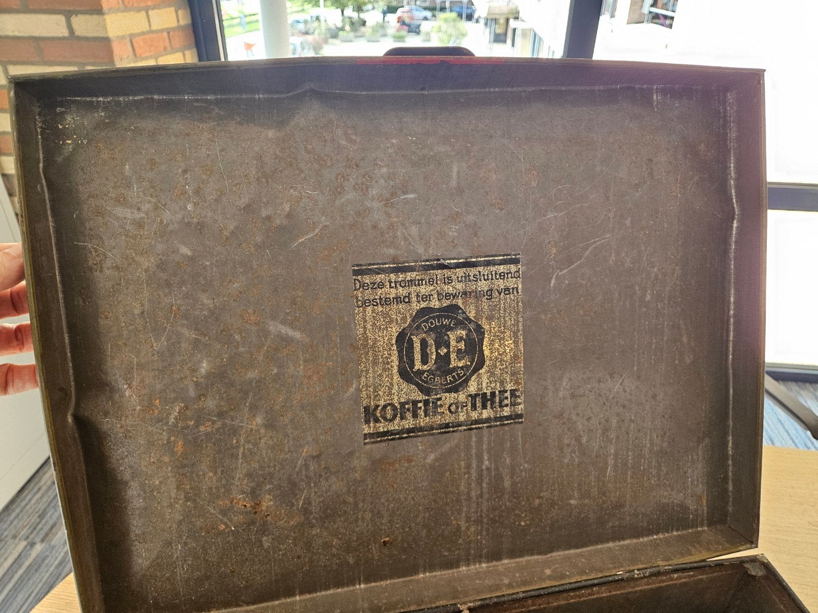 Grote Brocante Douwe Egberts Koffie- en Theetrommel, Ophalen of Verzenden