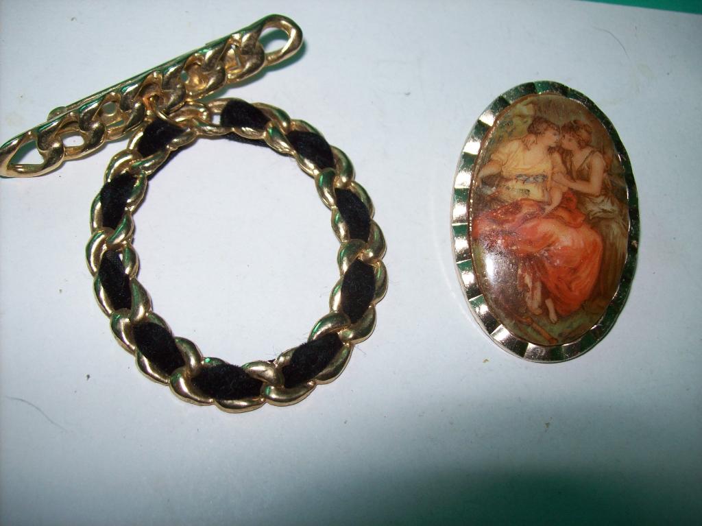 Broche Goud Zwart tint/ Sjaal Speld Goud Steen 4.5/ 4 cm, Overige materialen, 4 tot 7 cm, Verzenden, Nieuw