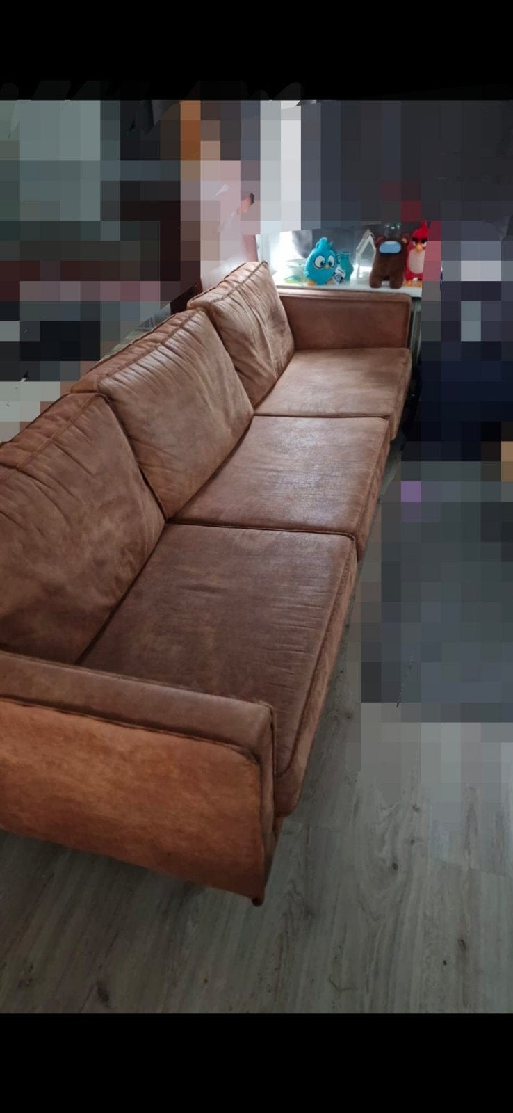 Nette WOOOD Premium Rodeo 3 zits ecoleer cognac bank, Ophalen, Gebruikt, 125 cm of meer, Rechthoekig