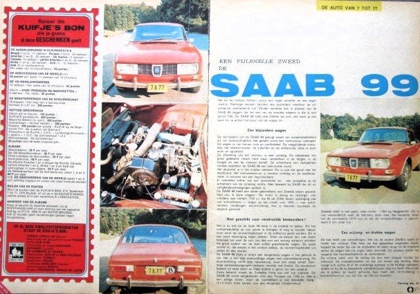 4 vintage advertenties artikel Saab autos 1970-98 auto, Ophalen of Verzenden, Gebruikt, Auto's