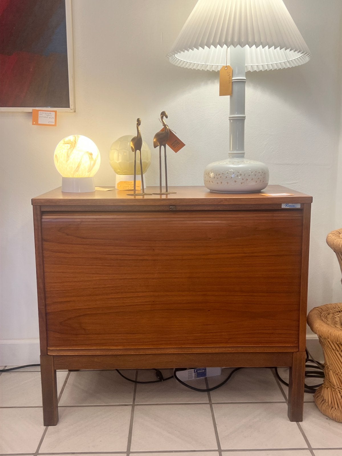 Vintage platenmeubel / kastje met roldeur, Kinnarps Zweden, Gebruikt, Onbekend, Onbekend, Kinnarps