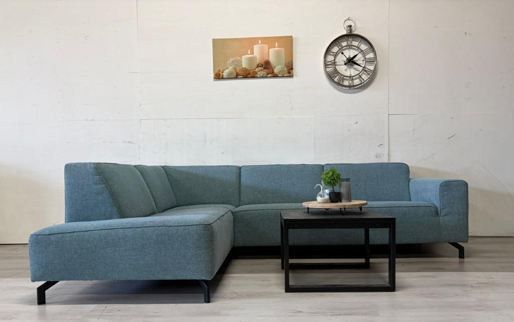 Hoekbank Turquoise - Professioneel gereinigd, 250 tot 300 cm, Hoekbank, Ophalen of Verzenden, Zo goed als nieuw