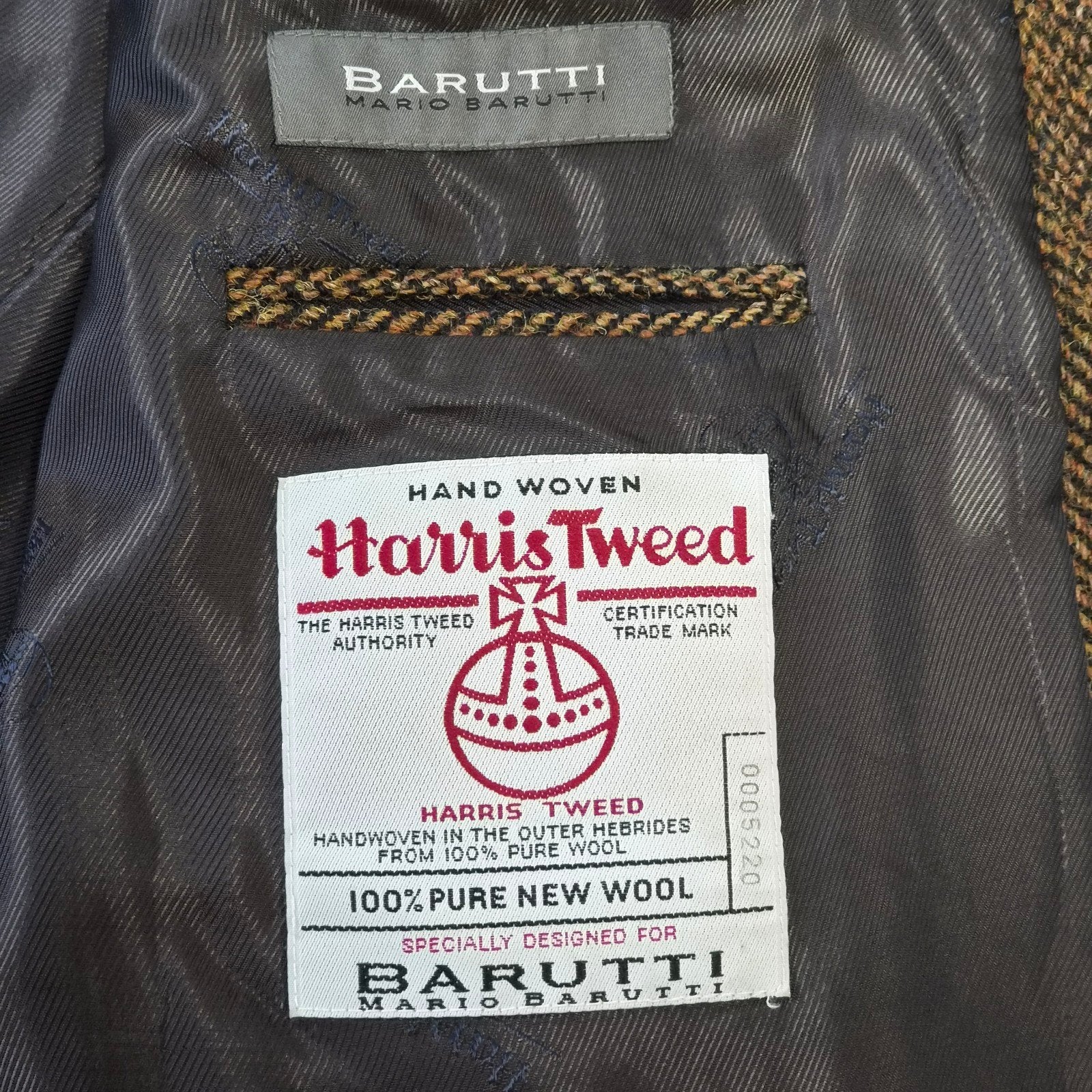 Harris Tweed Mario Barutti colbert 56 R46 100% wol bruin, Harris Tweed, Bruin, Maat 56/58 (XL), Ophalen of Verzenden