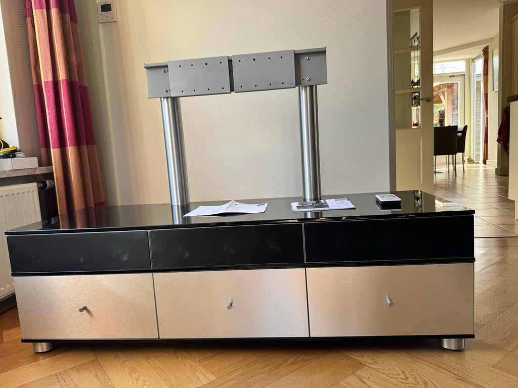 Spectral Sound Closed CLA1 Audiomeubel/TV-meubel Zwart/Grijs, Ophalen, Gebruikt, 150 tot 200 cm, Glas