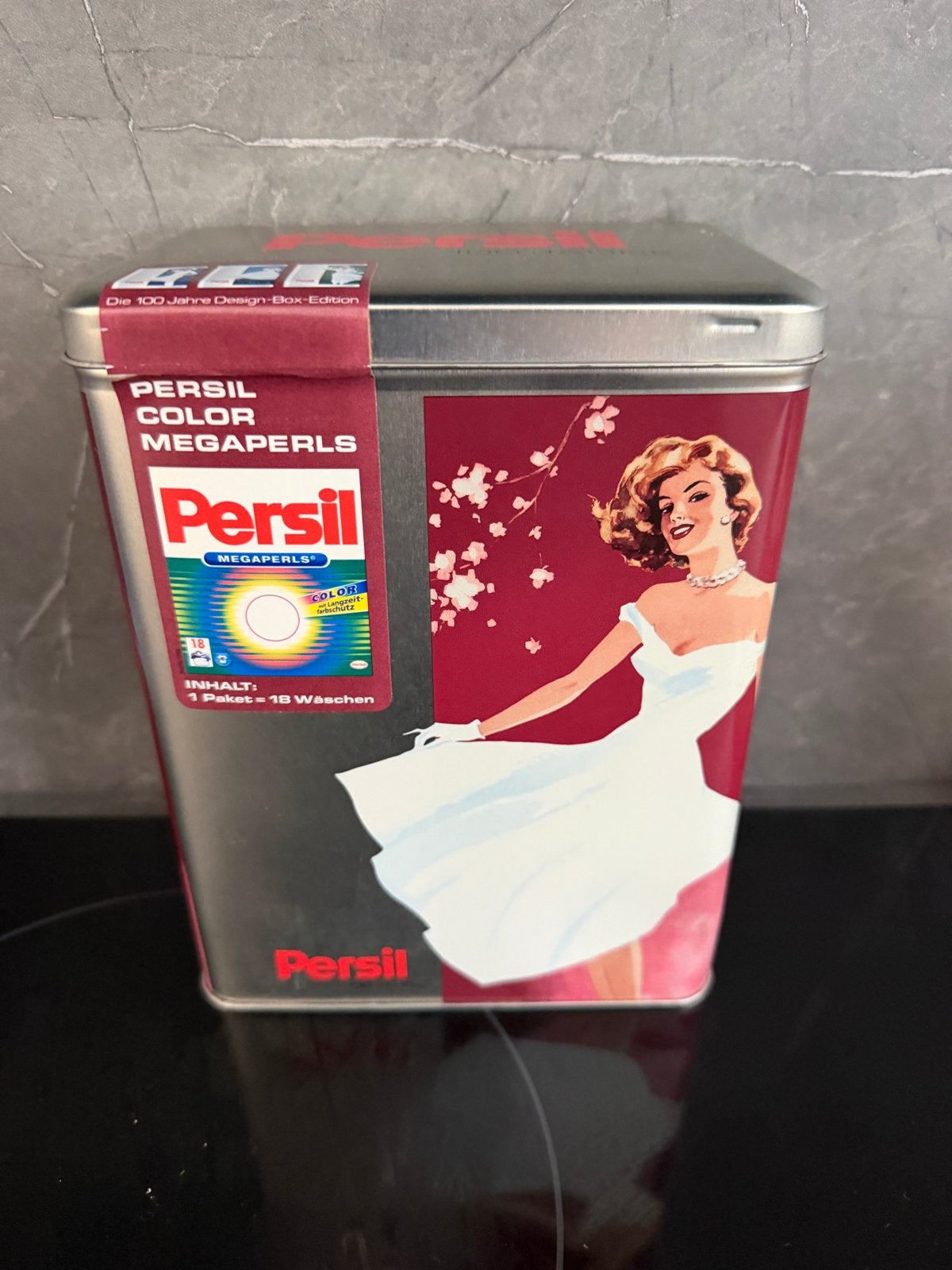 Vintage Persil Color Megaperls blik - 100 Jaar Design-Box, Verzamelen, Ophalen of Verzenden, Gebruikt