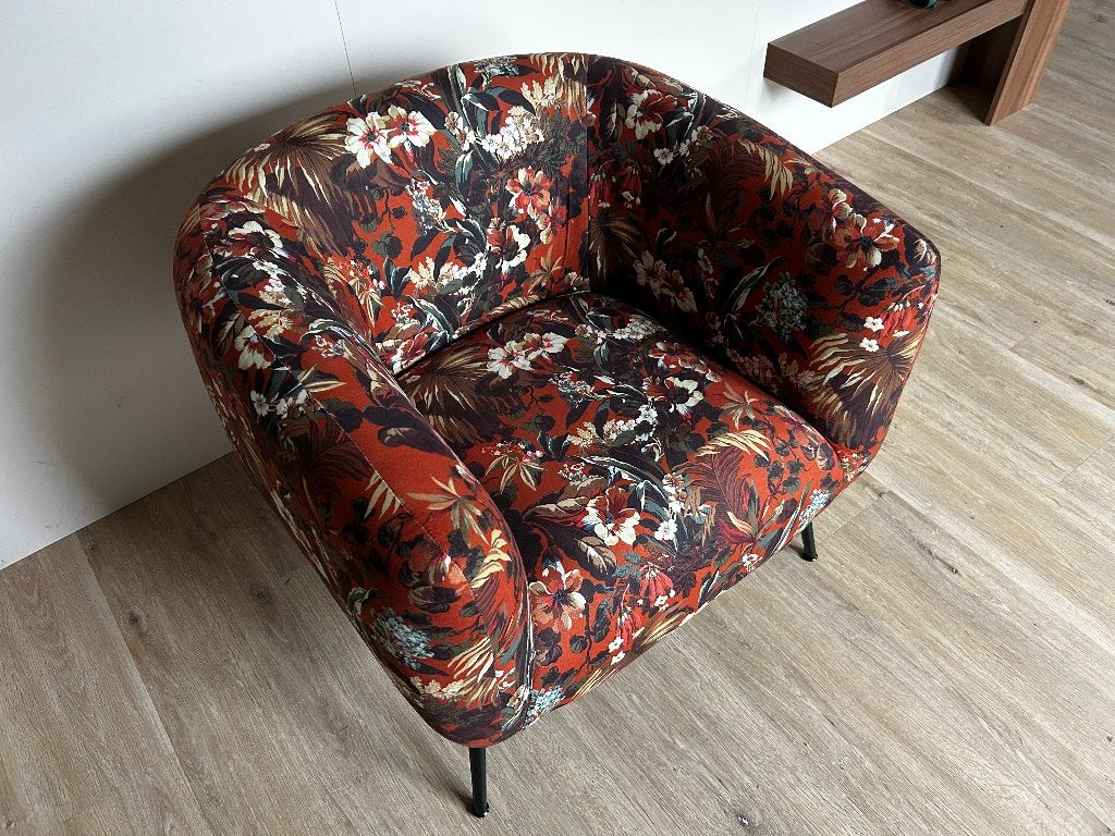 Bloemen fauteuil, Ophalen, 75 tot 100 cm, Zo goed als nieuw, Stof