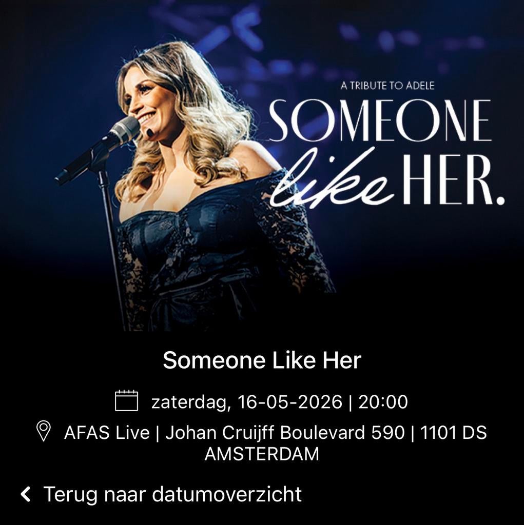 Te Koop : Tickets voor Someone Like Her in AFAS Live, Drie personen of meer
