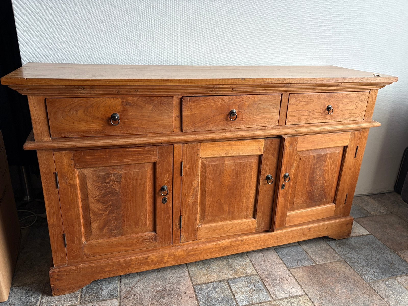 Leuk Teak hout dressoir, Ophalen, 150 tot 200 cm, Teakhout, Met lade(s)