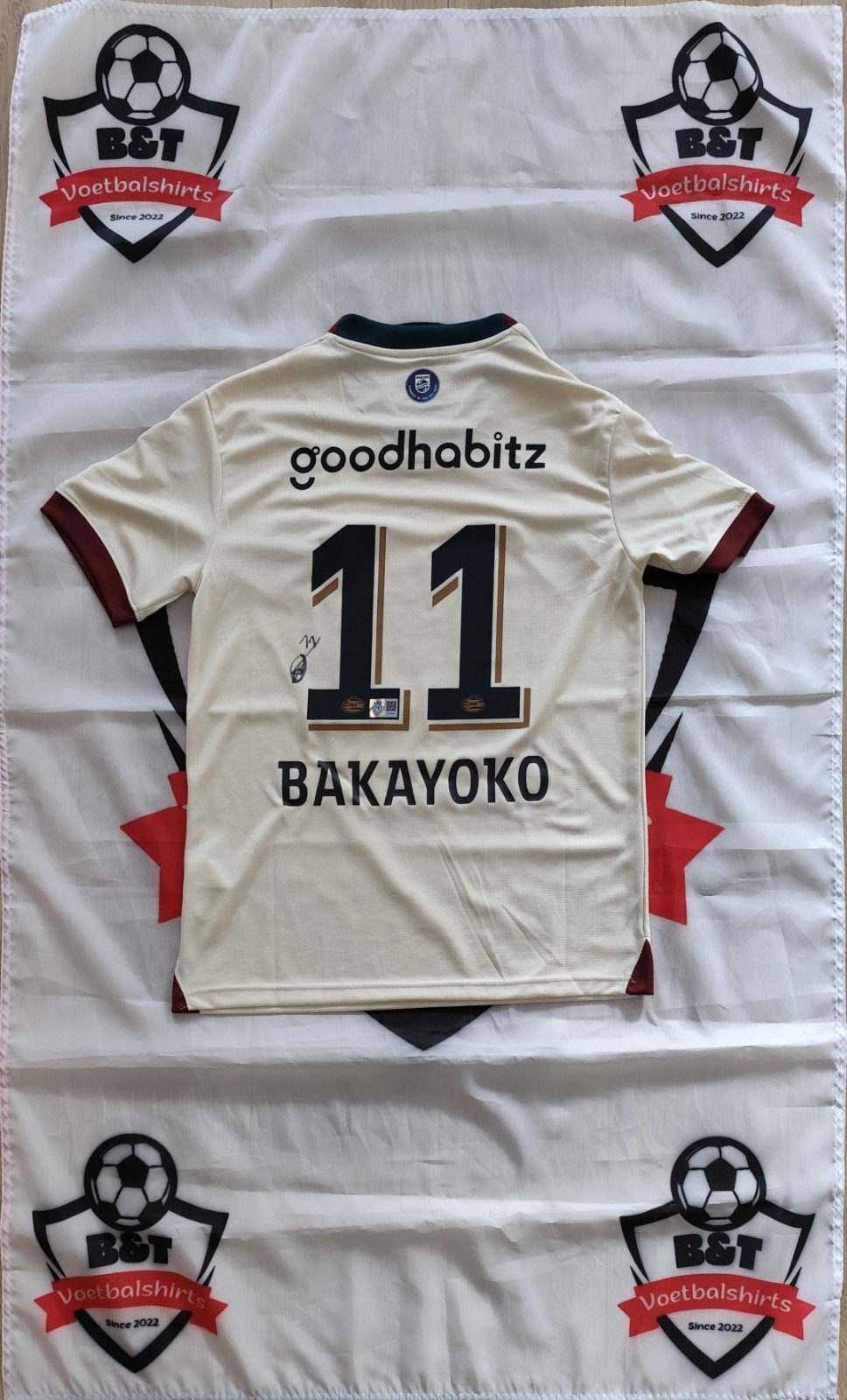 Gesigneerd PSV uitshirt 2023/2024 - Bakayoko #11, Sport en Fitness, Voetbal, Shirt, Verzenden, ., Maat L