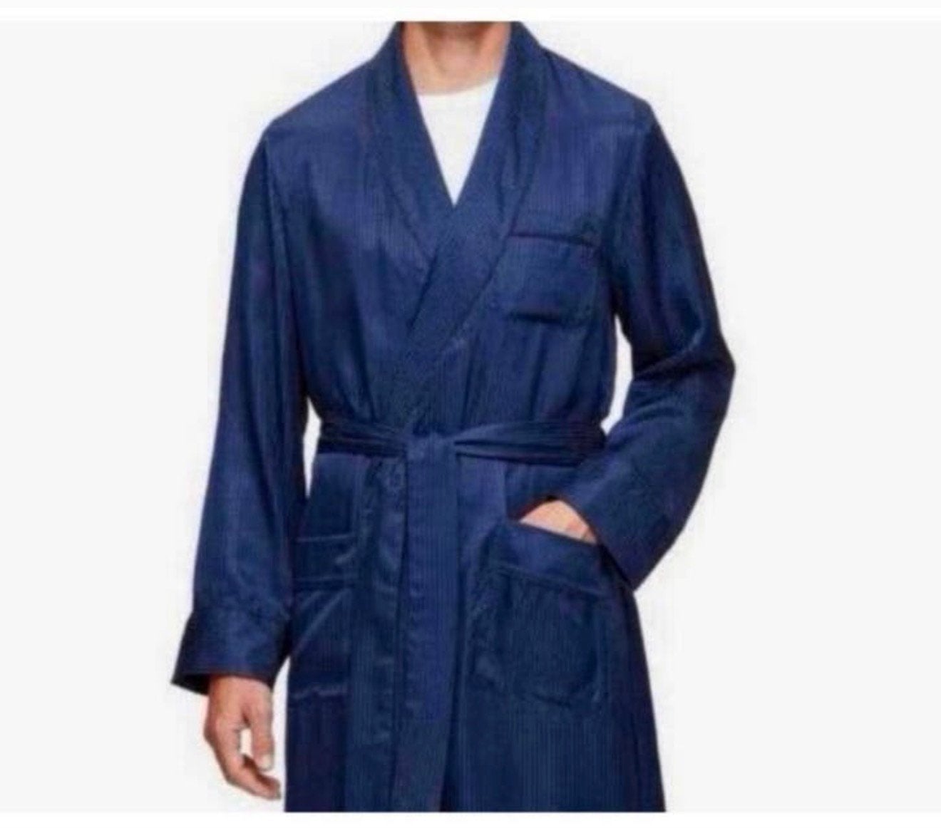 Derek Rose Luxe Badjas Dressing Gown Woburn Silk Satin Navy, Kleding | Heren, Blauw, Ophalen of Verzenden, H, H