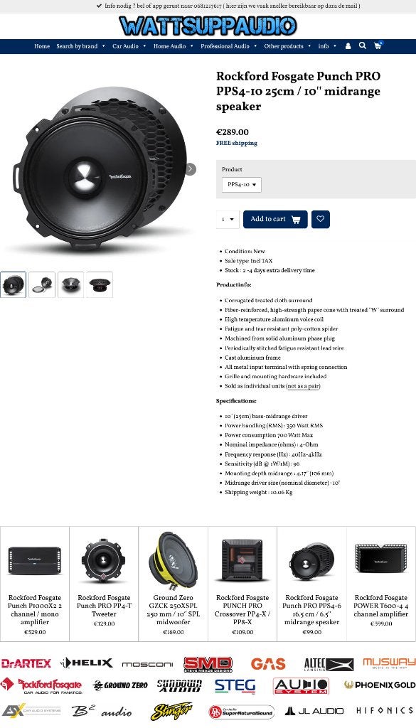 Rockford Fosgate Punch PRO PPS4-10 10 inch midrange speaker, Audio-design, Nieuw, Am Breilingsweg 3, 76709 Kronau, Duitsland, Ophalen of Verzenden