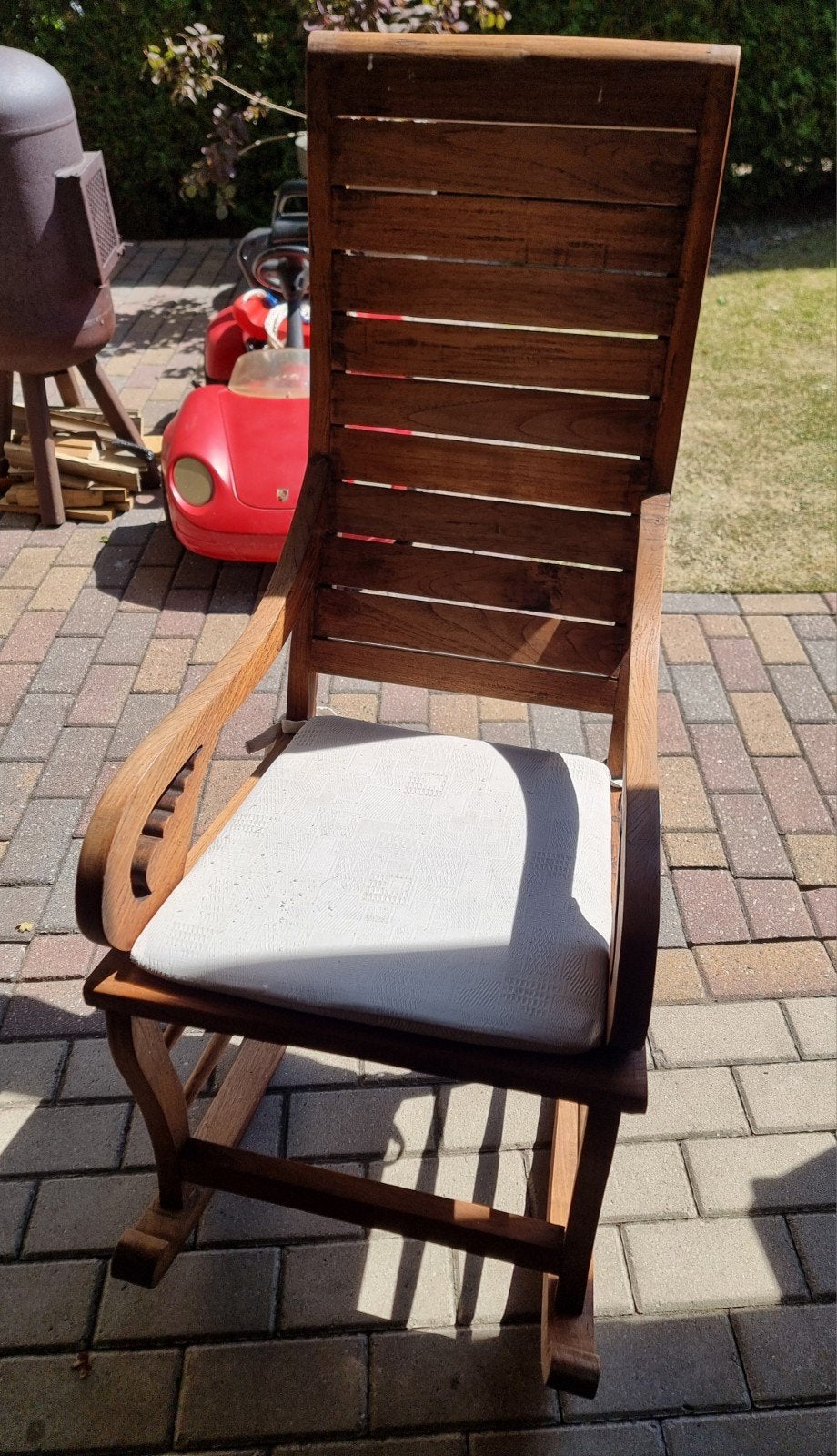 Mooie teakhouten schommelstoel, Tuin en Terras, Ligbedden, Ophalen, Teakhout