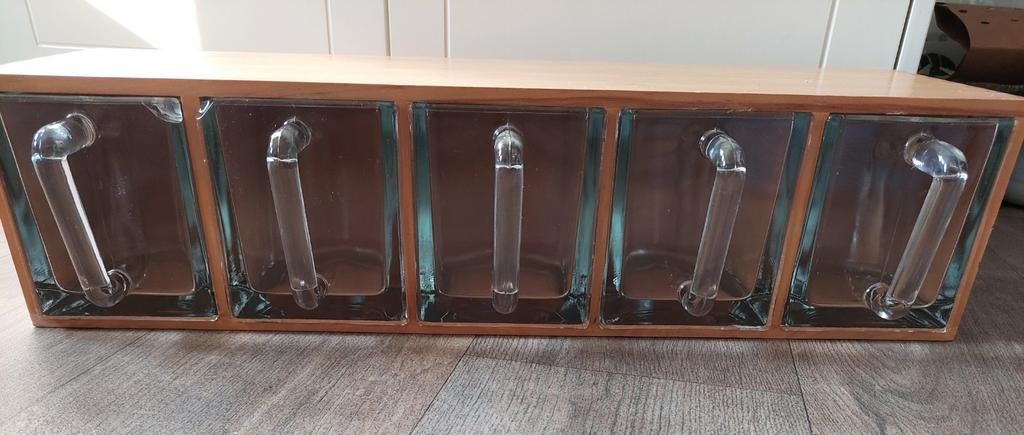 Ikea forhoja kruideniersrek grutters met glazen potjes, Ophalen of Verzenden, Gebruikt