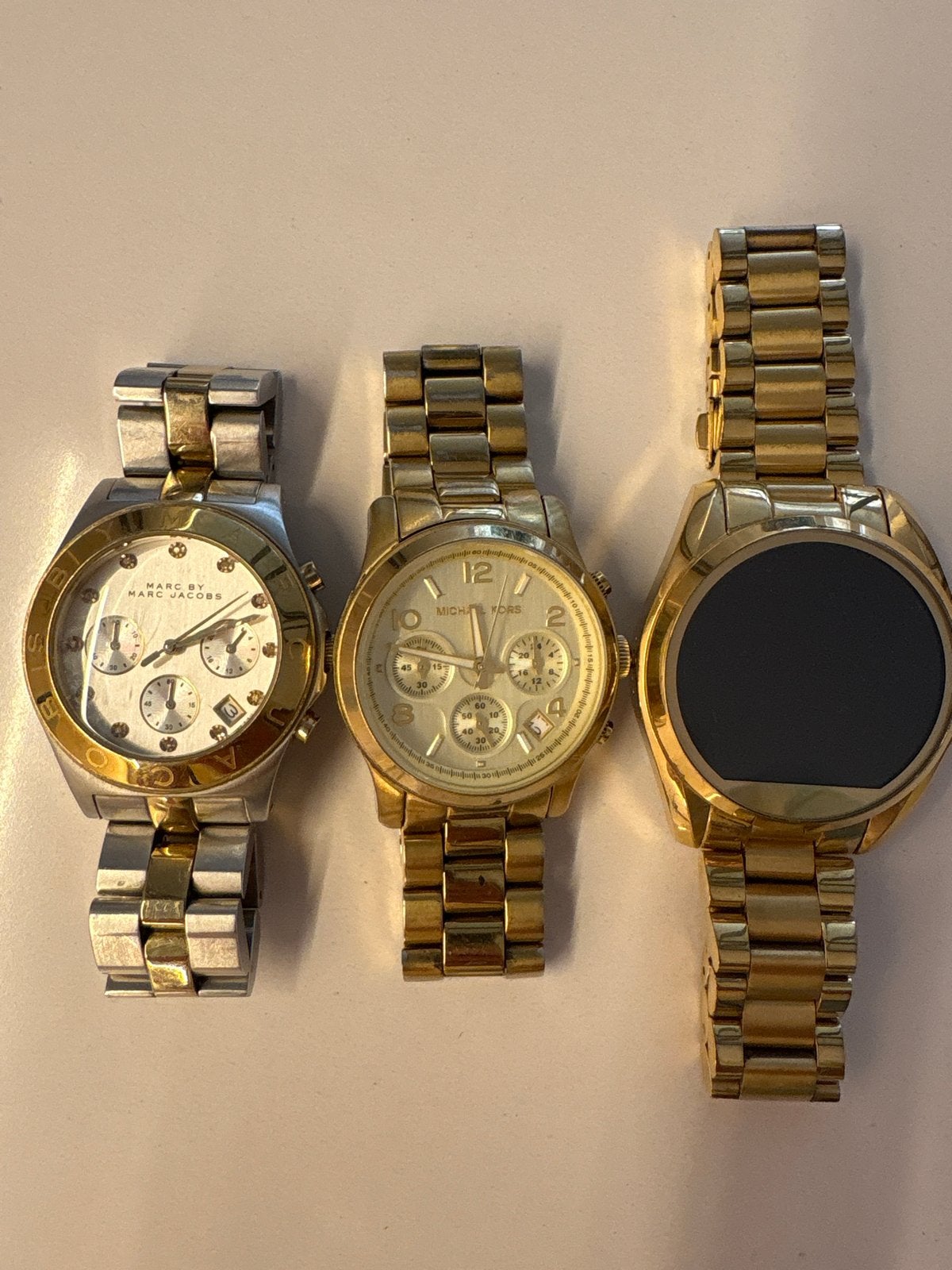 Drie horloges (Marc Jacobs, Michael Kors), Overige merken, Gebruikt, Staal, Polshorloge