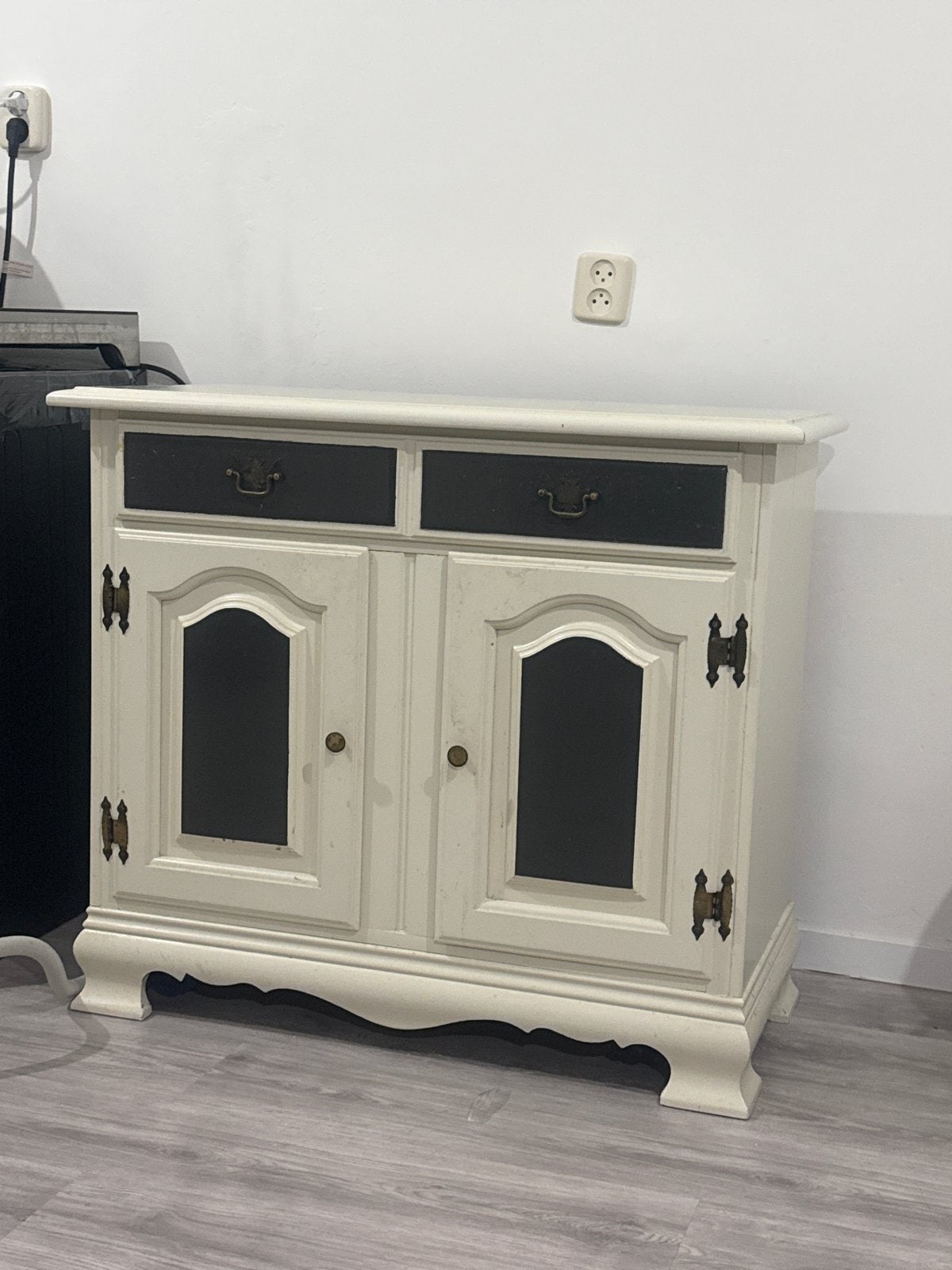 Vintage Dressoir/Commode - Crème met Zwarte Details, Ophalen of Verzenden