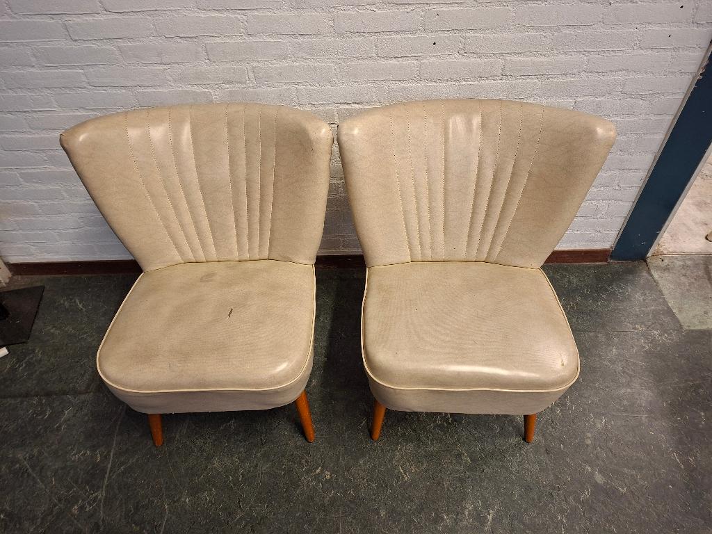 2x vintage clubchairs, Ophalen, Gebruikt, Twee, Wit