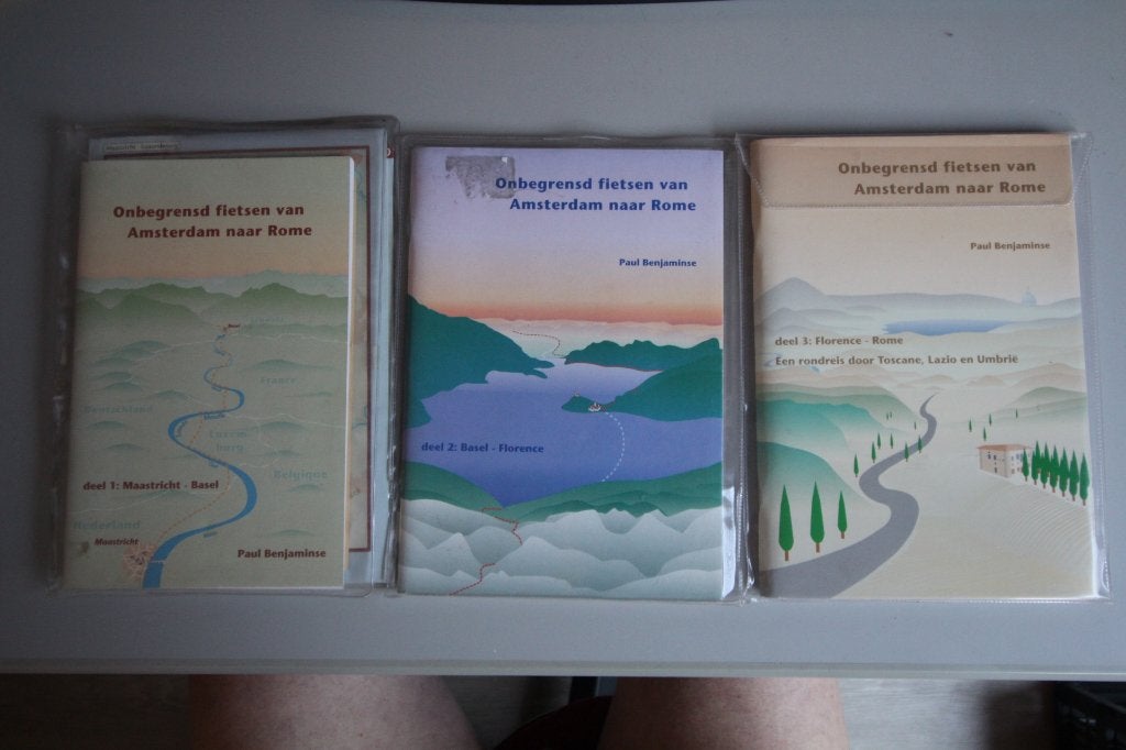 Fietsgidsen Onbegrensd Fietsen van Amsterdam naar Rome 3 st, Boeken, Reisgidsen, Overige merken, Paul Benjaminse, Fiets- of Wandelgids