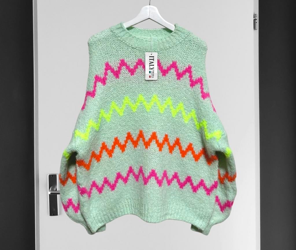 Italy Moda - Trendy Zigzag Trui one size, Verzenden, Nieuw, Maat 38/40 (M), Groen