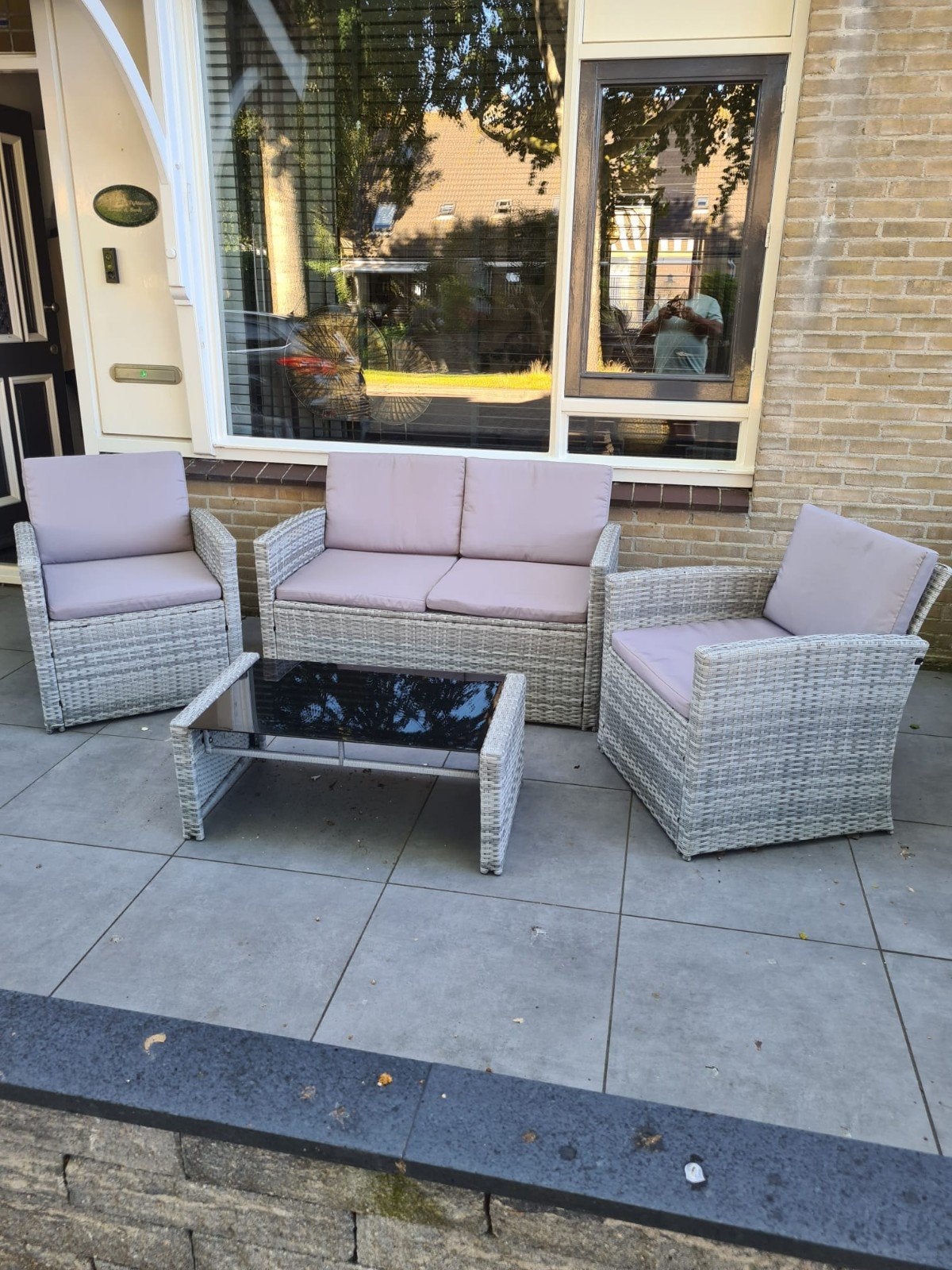 Loungeset met 2 Stoelen, Bank en Salontafel, Ophalen, 4 zitplaatsen, Gebruikt, Bank